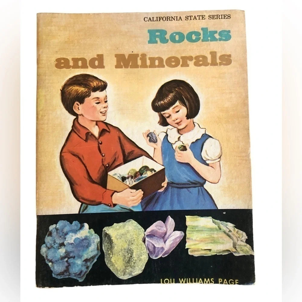 Vintage 60s kids text book Rocks & minerals California series ephemera media